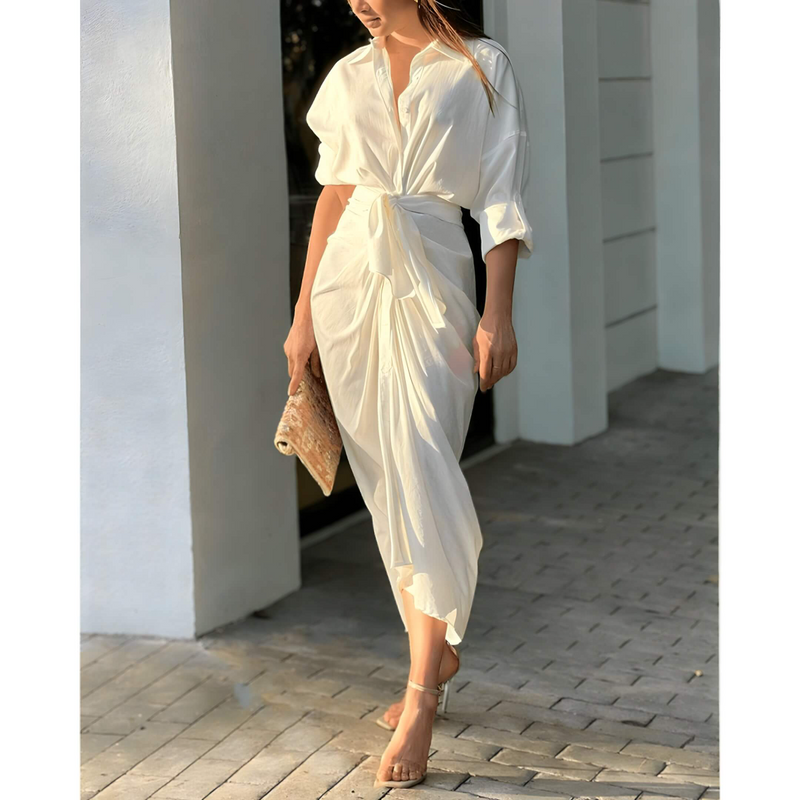 Vestido Mídi com Abotoamento Moderne
