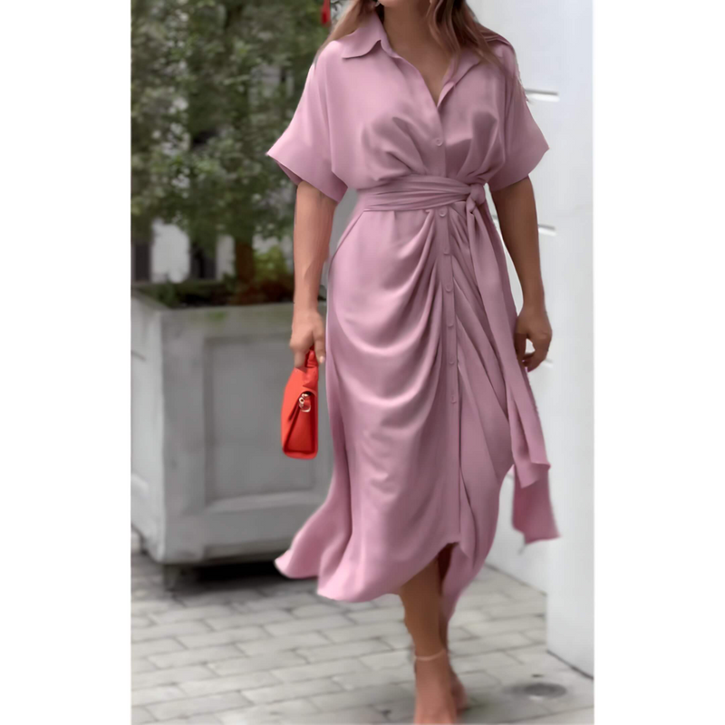 Vestido Mídi com Abotoamento Moderne