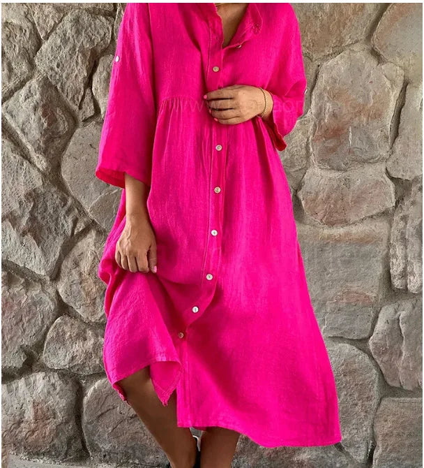 Vestido Midi de Linho Zalea