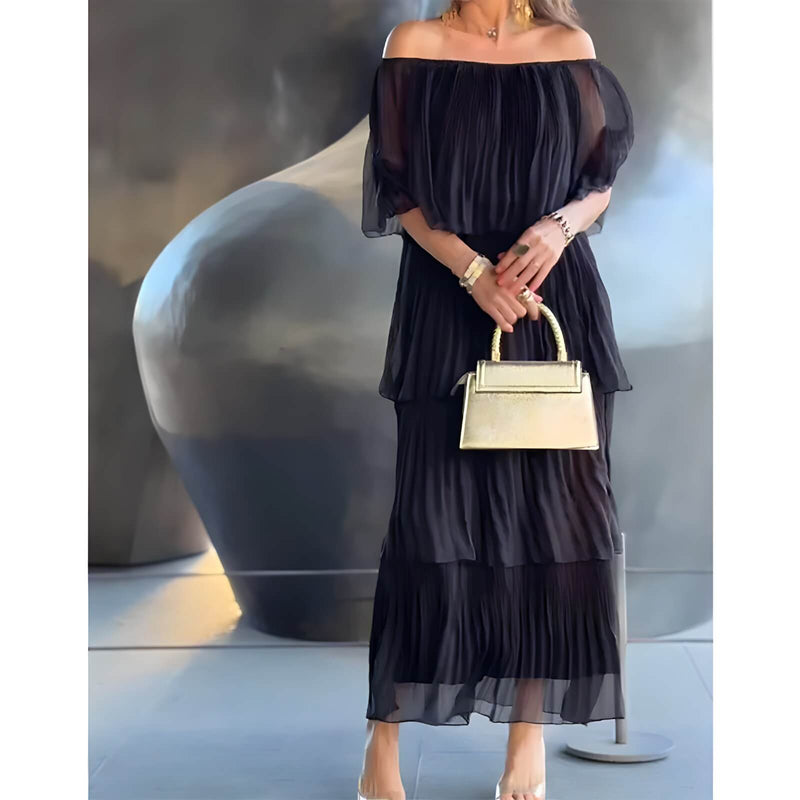 Vestido Mídi de Chiffon Plissalure