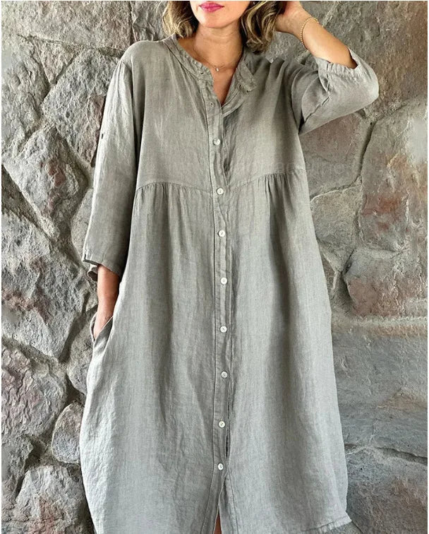 Vestido Midi de Linho Zalea