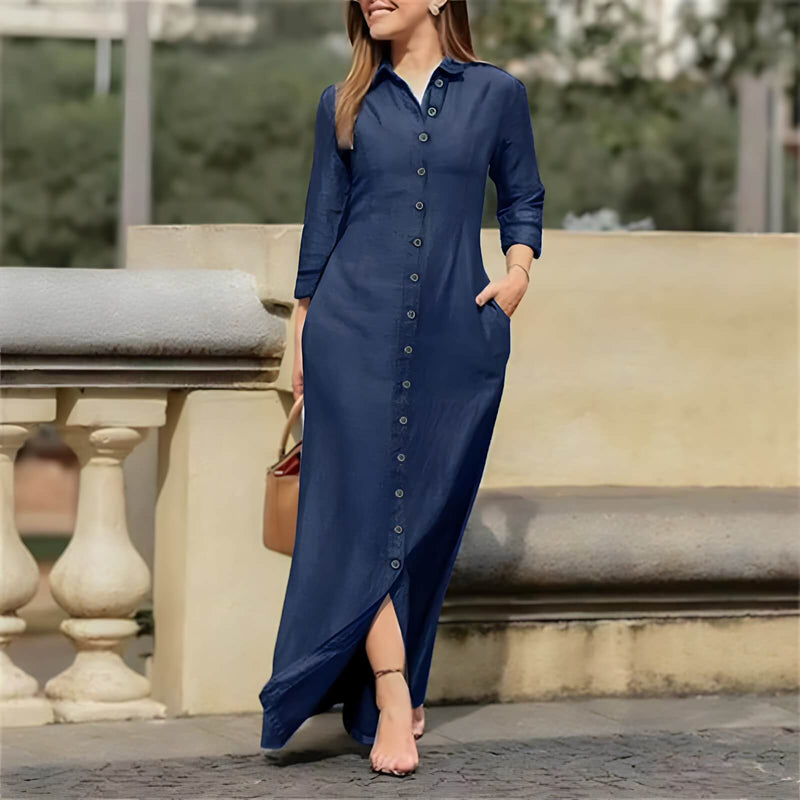 Vestido Longo com Abotoamento Sirenia