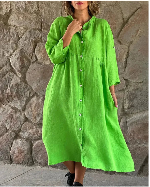 Vestido Midi de Linho Zalea