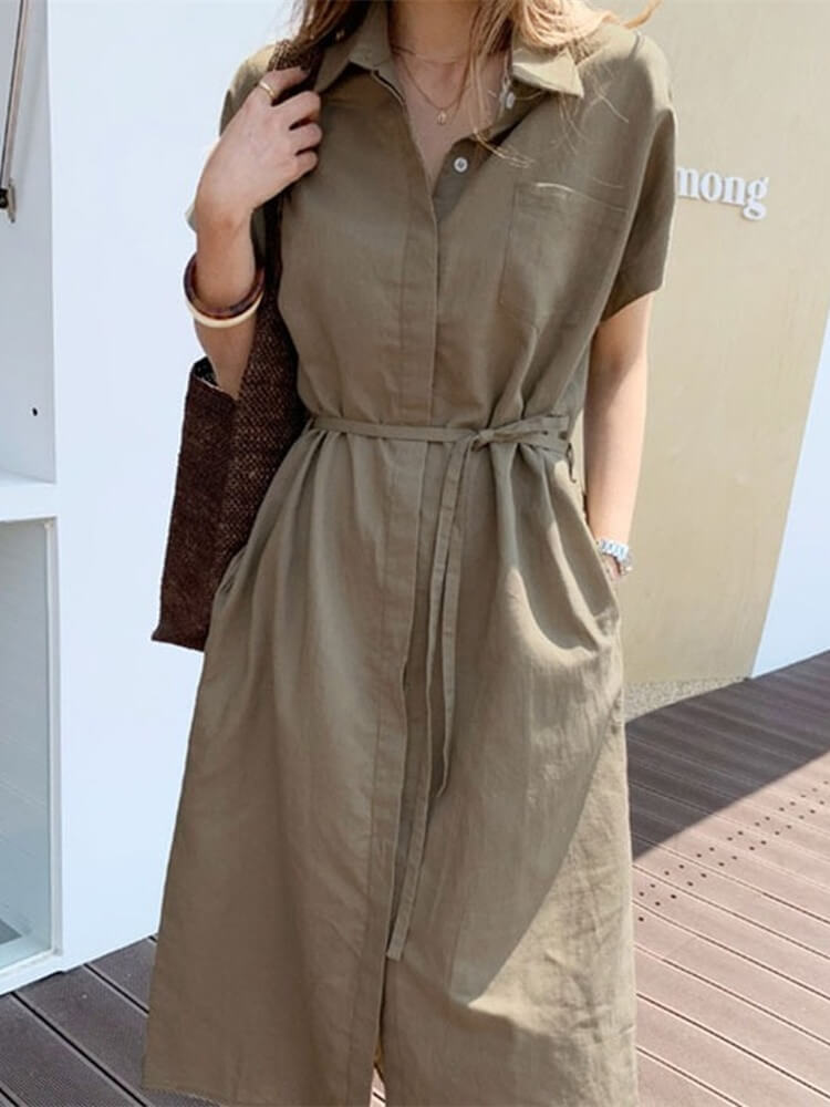 Vestido Mídi com Abotoamento Olivia