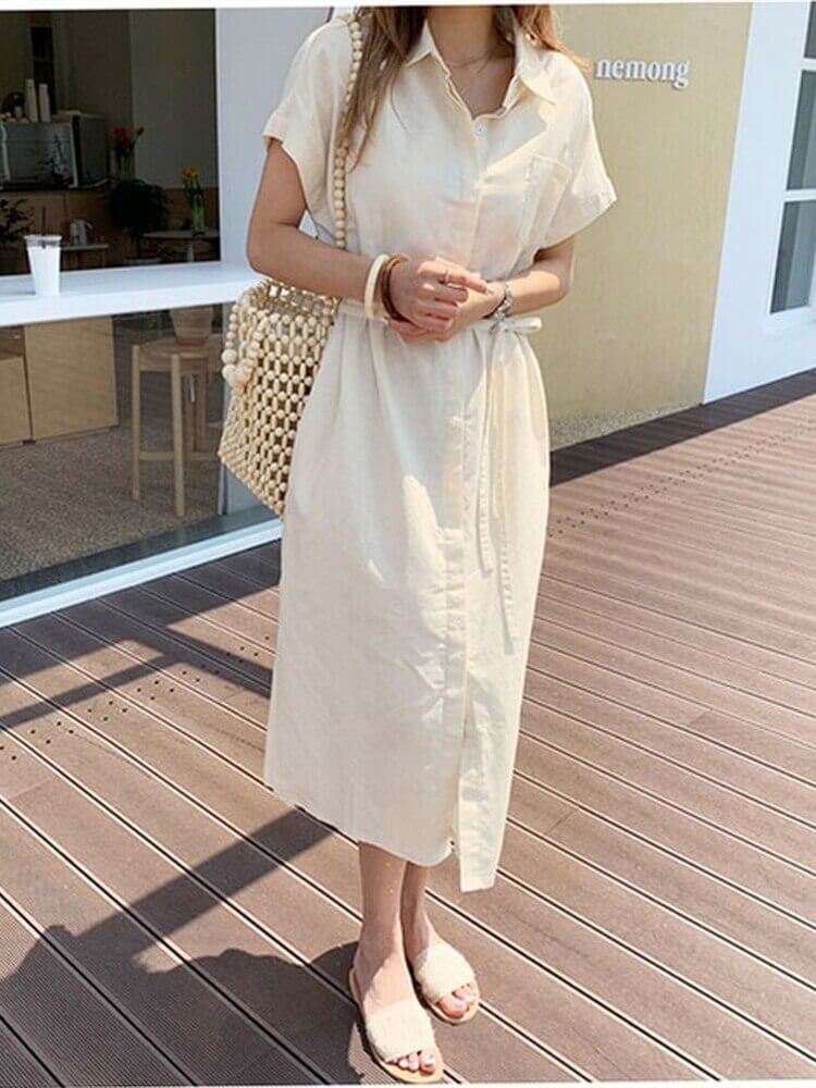 Vestido Mídi com Abotoamento Olivia