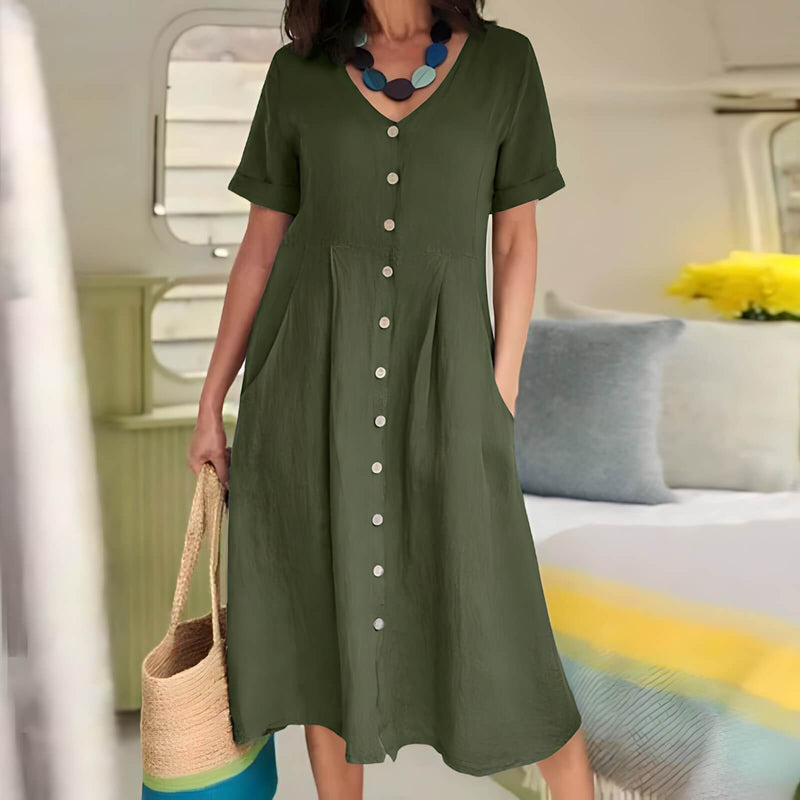 Vestido Mídi com Abotoamento Galata