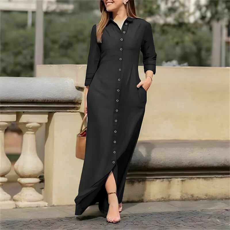 Vestido Longo com Abotoamento Sirenia