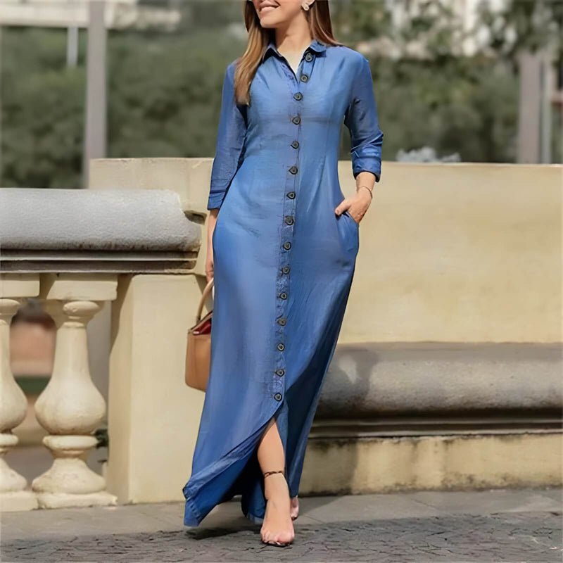 Vestido Longo com Abotoamento Sirenia