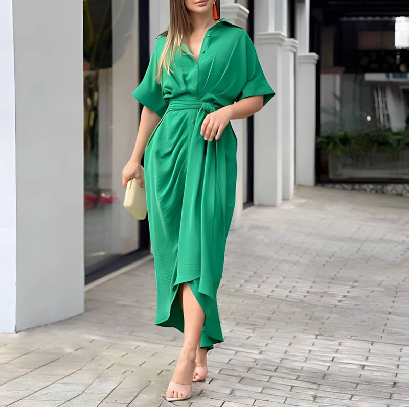 Vestido Mídi com Abotoamento Moderne
