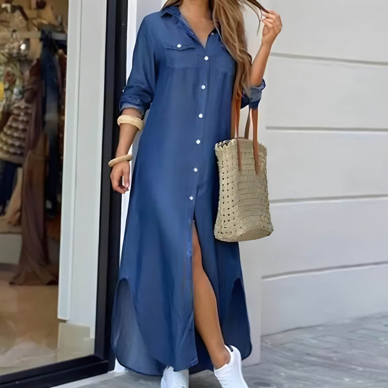 Vestido Longo com Abotoamento Beatra
